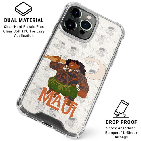 Disney Princess Moana Maui Pattern iPhone 15 Pro Clear Case